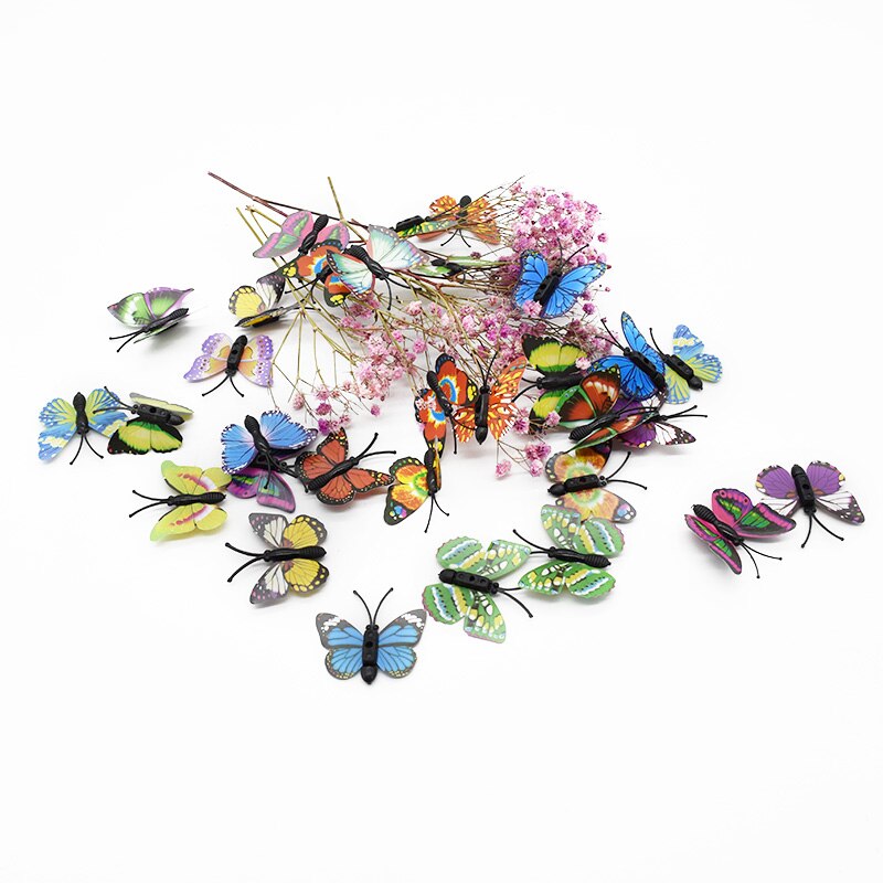 20 stykker kunstig sommerfugl 4cm 6cm 7cm boligindretning tilbehør hovedbeklædning væg klistermærker slik æske scrapbooking baggrund