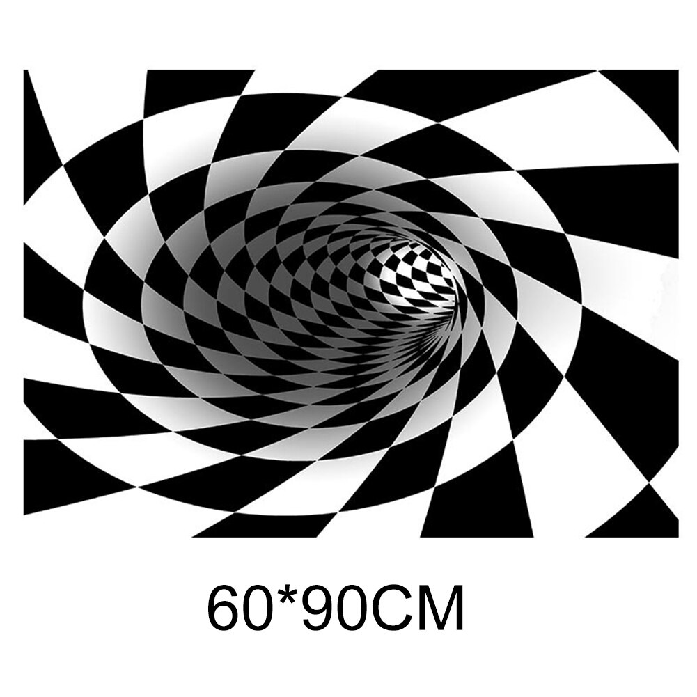 Nyligt vortex illusion tæppe 3d fælde effekt udskrivning tæppe soveværelse stue studieværelse gulvmåtte  te889: 60 x 90cm firkant
