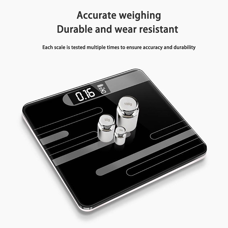 HQ bathroom floor body scale glass smart electronic scales USB charging LCD display body weighing home digital weight scale