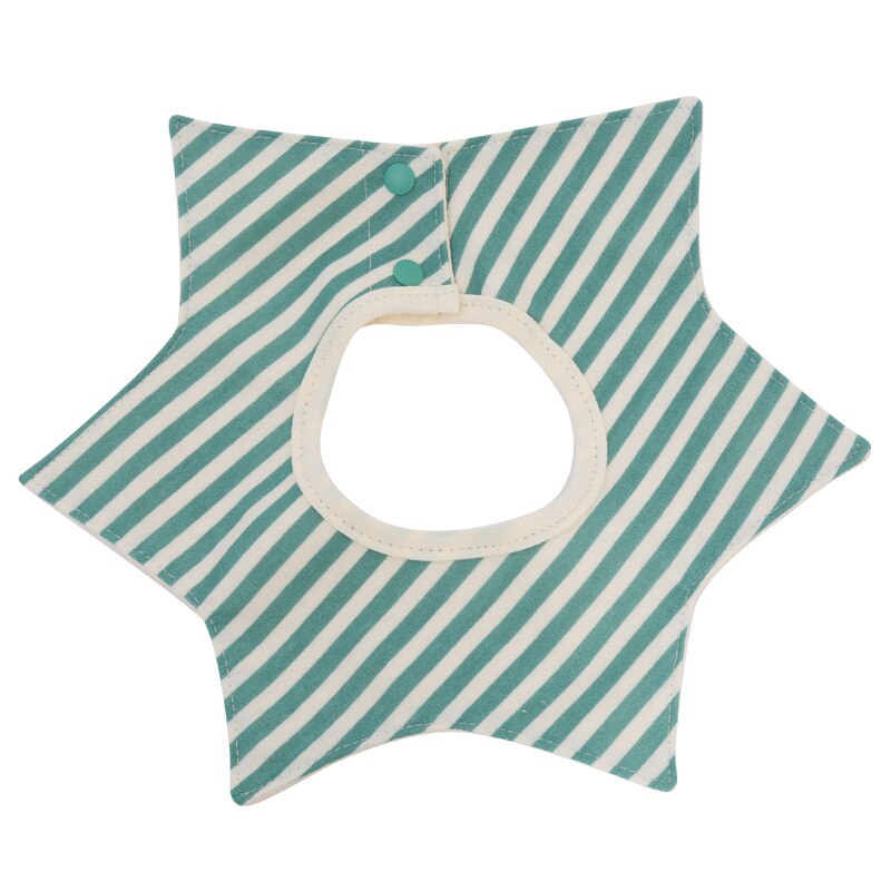 Baby Waterdichte Bib 360 ° Draaien Puur Katoen Huidvriendelijke Schortje Hexagon Bloemvorm Cartoon Vlekken Multifunctionele voeden Sjaal: Green stripe
