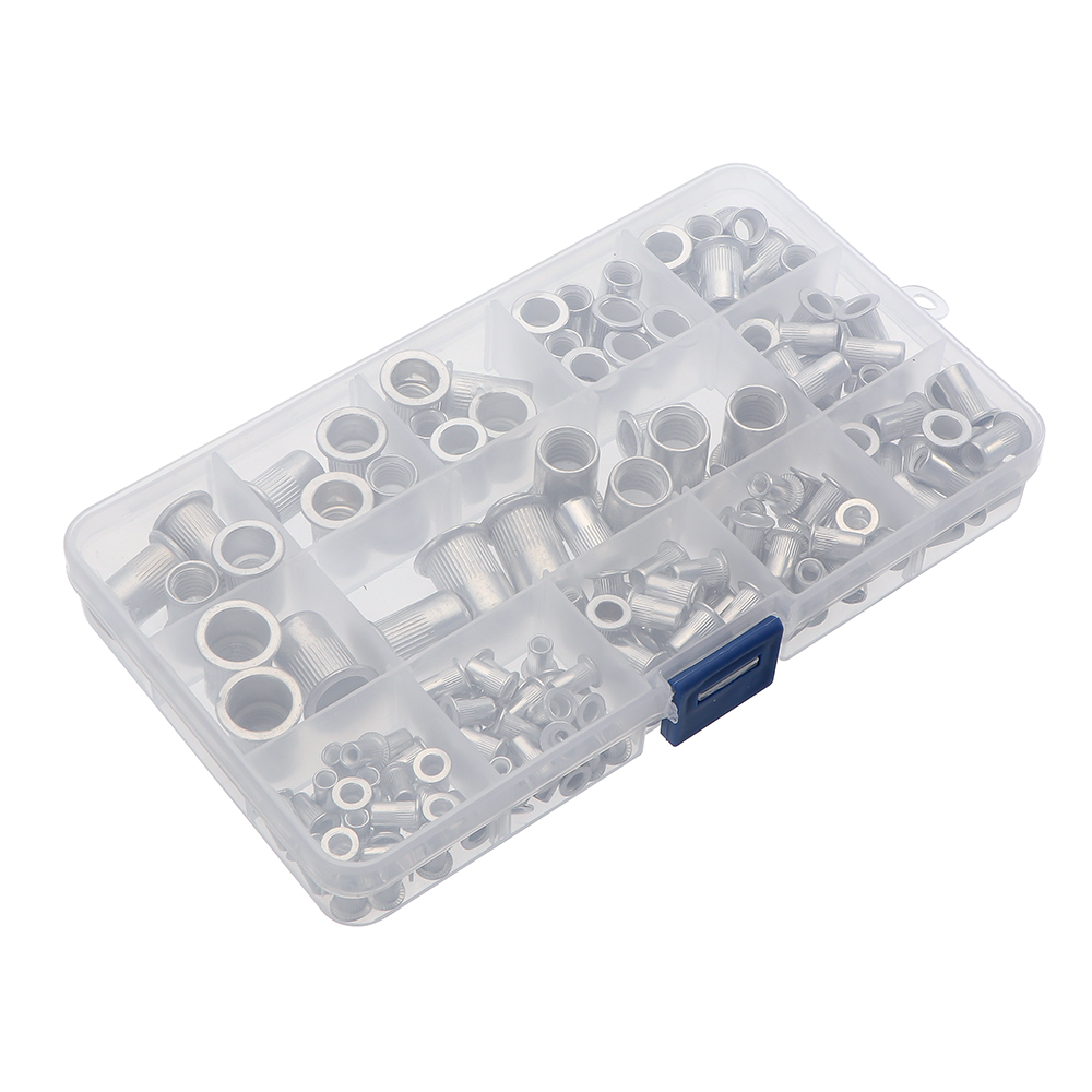 165Pcs M3 M4 M5 M6 M8 M10 Mix Size Klinknagel Noten Set Aluminium Platte Kop Klinknagel Noten Insert Klinknagels met Plastic Doos Hardware Onderdelen