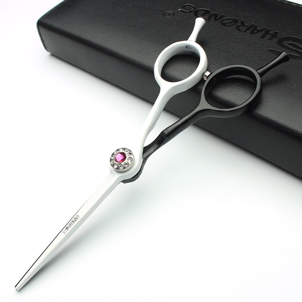 Kapper haar schaar zwarte 5.5 inch diamant professionele rvs snijden schaar kappers stylist schaar tool: WHITE