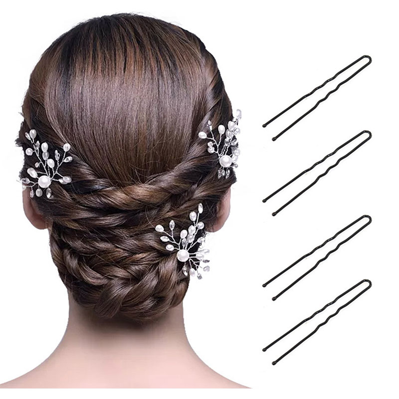 40 st 6cm u-formade hårspännen bobbynålar för kvinnor tjejer brud hårstyling accessoarer svart guldbruna hårnålar metall hårspännen