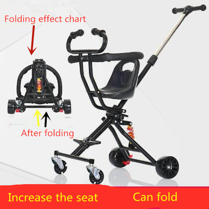 Tricycle pliable et léger, avec poupée pour bébé, à quatre roues, pour enfants de 1 à 3 à 5 ans