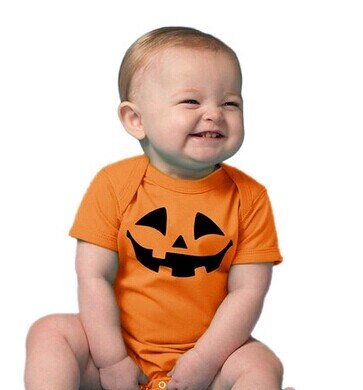 Halloween bébé garçons filles tenues Orange dessin animé citrouille imprimer body enfant en bas âge manches longues/courtes combinaisons 0-24M vêtements