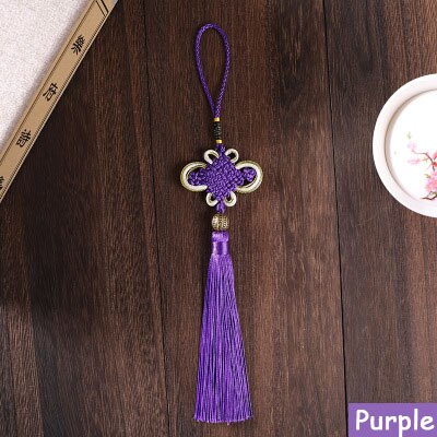 2 uds. De nudos chinos, abalorios, flecos, colgantes, Material artesanal para manualidades, adornos de borlas para cortinas de , accesorios de decoración, cinta de borlas: Purple