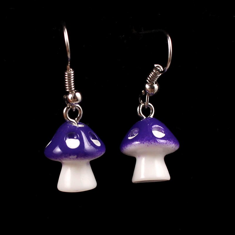 Boucles d'oreilles pendantes en forme de champignon pour femmes et filles, bijoux mignons faits à la main, 8 couleurs, 1.2x3.3cm, petits: 3