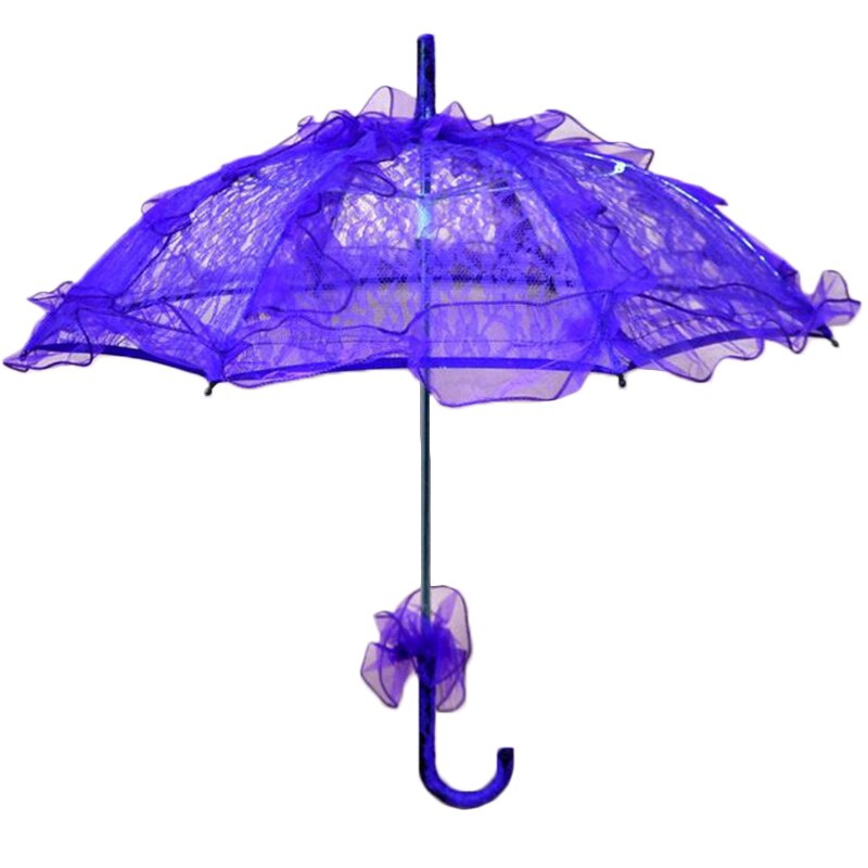 Farverig bryllup brude paraply gammel western romantisk manuel åbning fleur parasol flæser indretning blonde paraply  d30: Lilla