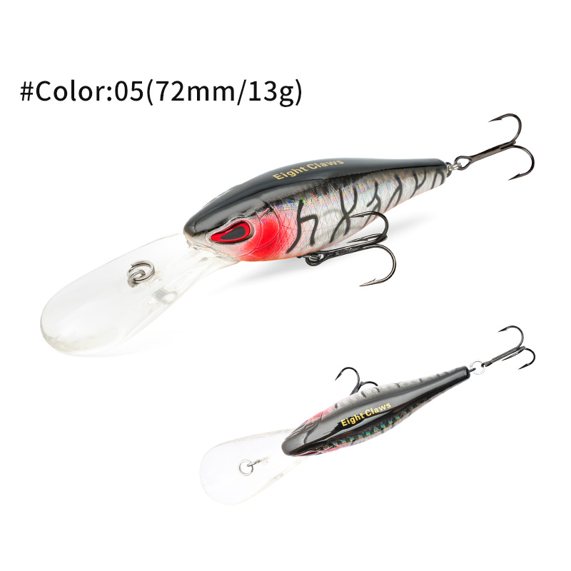 MSEASFREE Señuelo de pesca flotante Minnow, cebo duro Artificial, sonajero de 72mm y 13g, Wobblers de agua dulce para Lucio, aparejos de pesca: Verde