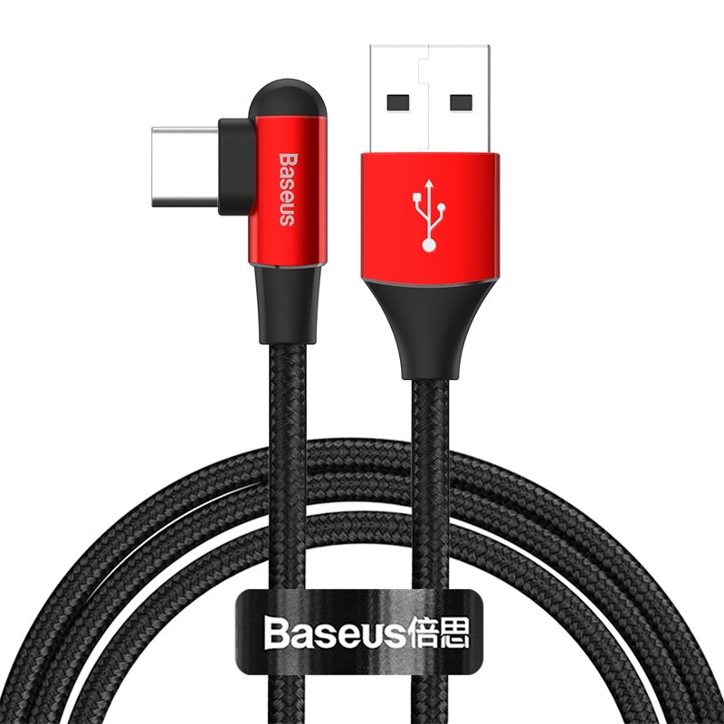 Baseus USB Typ C Kabel 3A Schnelle Ladung Für Samsung S20 Huawei P40 90 Grad USB C Daten kabel Für xiaomi Mi 10 9 USBC Draht Kabel: rot / 1m