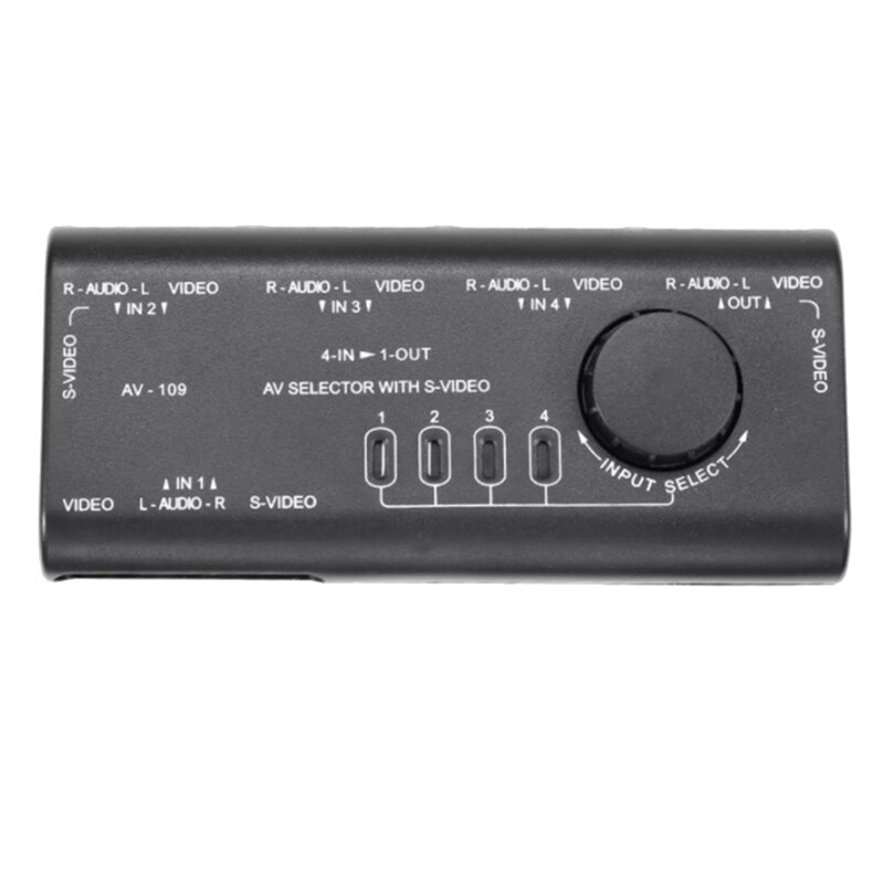 Audio And Video Switcher Four-In, One-Out, Two-Way Composite Video AV Switcher 4-Way Auto Audio Video AV RCA Switcher