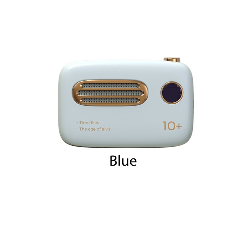 Retro Portable Battery 10000mah Fast Charging Mobile Power Bank Cute Radio Shape Dual Input Output External Battery Double USB: Blue