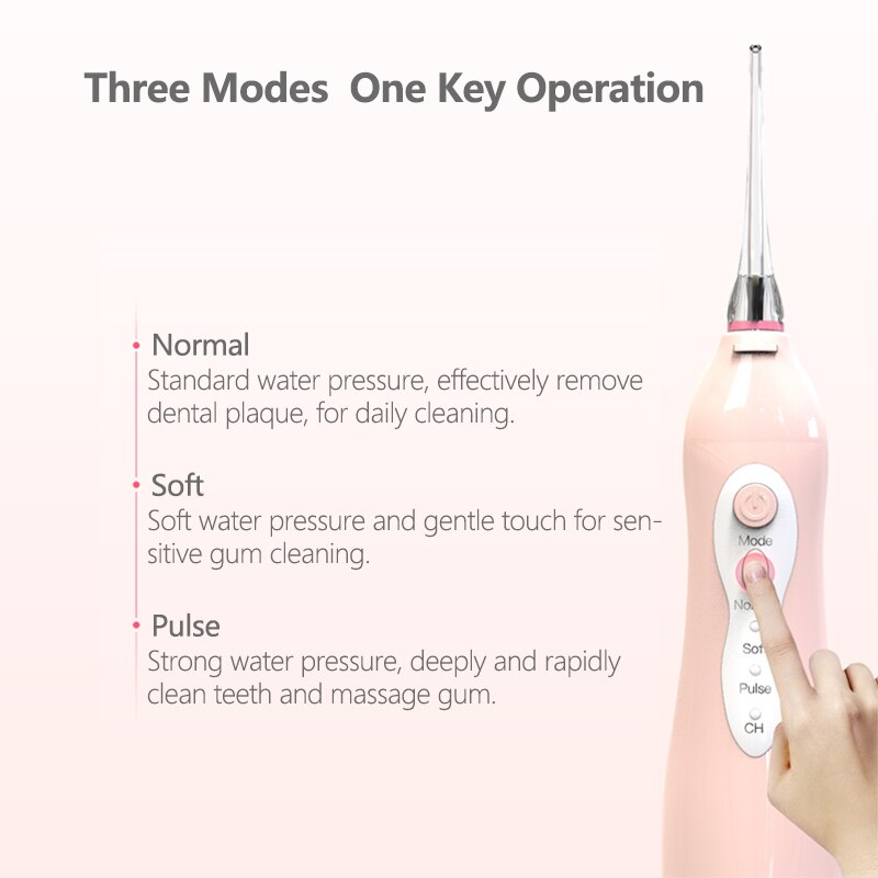 255ml Oral Irrigator USB Recharge Portable Water Flosser 3 Modes Teeth Washing Machine Brush 60-90psi Dental Water Jet