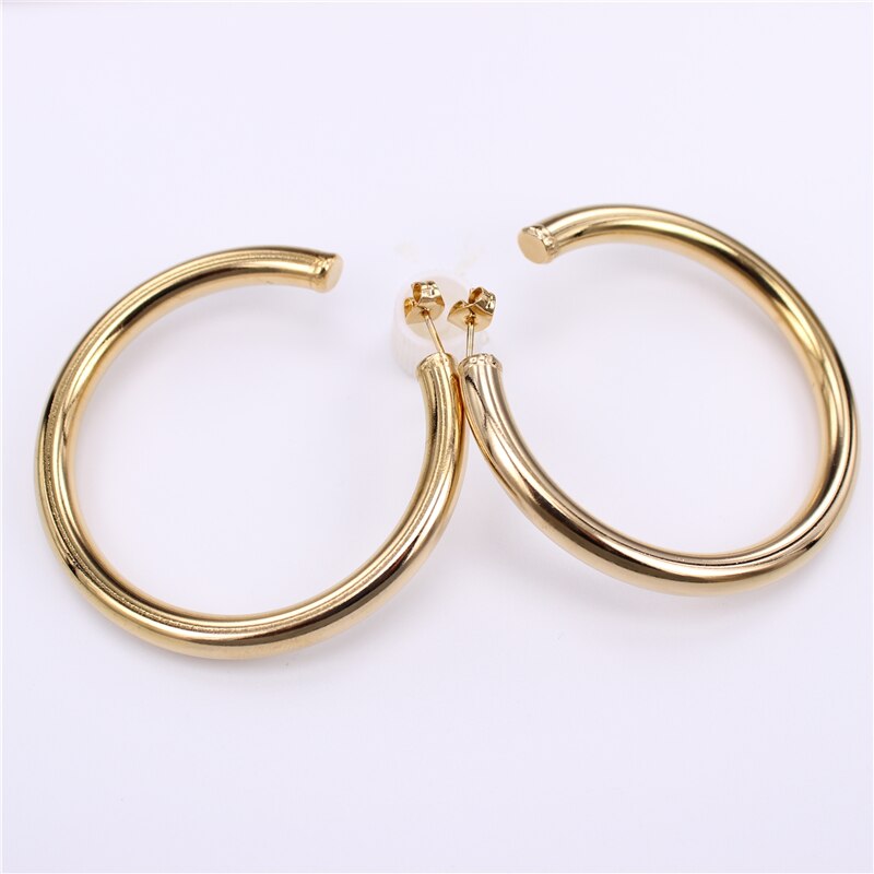 Hurtownie średnica 28mm-50mm ze stali nierdzewnej duża okrągła obręcz kolczyki złoty kolor koło kreolski kolczyki prezenty dla kobiet LH908: Diameter 50MM okrągły