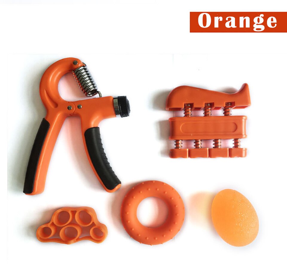 5 stykker håndgreb træner sæt finger modstandsbånd gummiring justerbar 5-60kg tunge greb fingre træningskugle: Orange