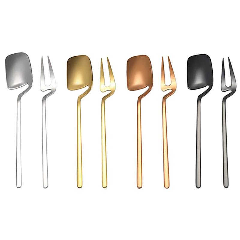 8 sztuk ze stali nierdzewnej widelce deserowe łyżki robić mieszania kawy (różne kolory): Default Title