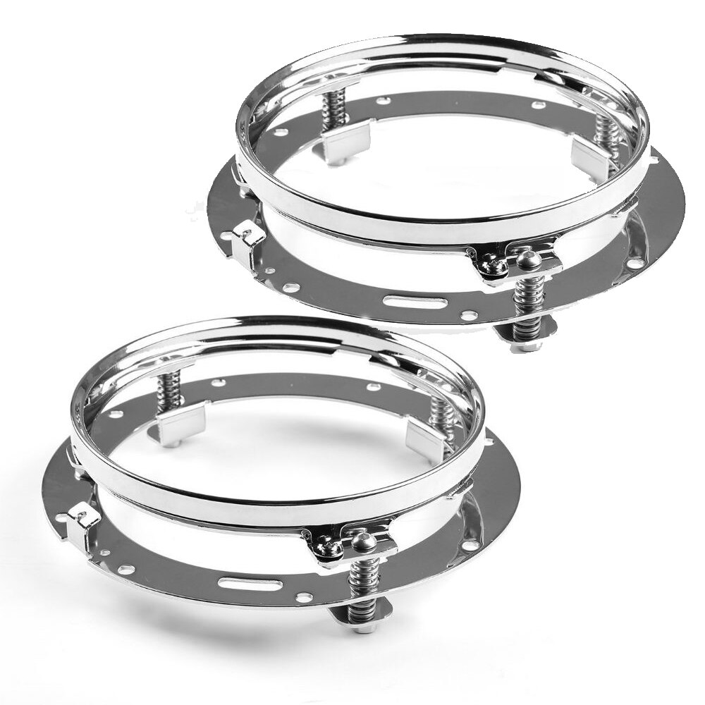 Anillo de soporte de montaje redondo de 7 pulgadas para faro delantero LED, accesorios de motocicleta para suzuki samurai, Jeep JK: 2PCS Chrome