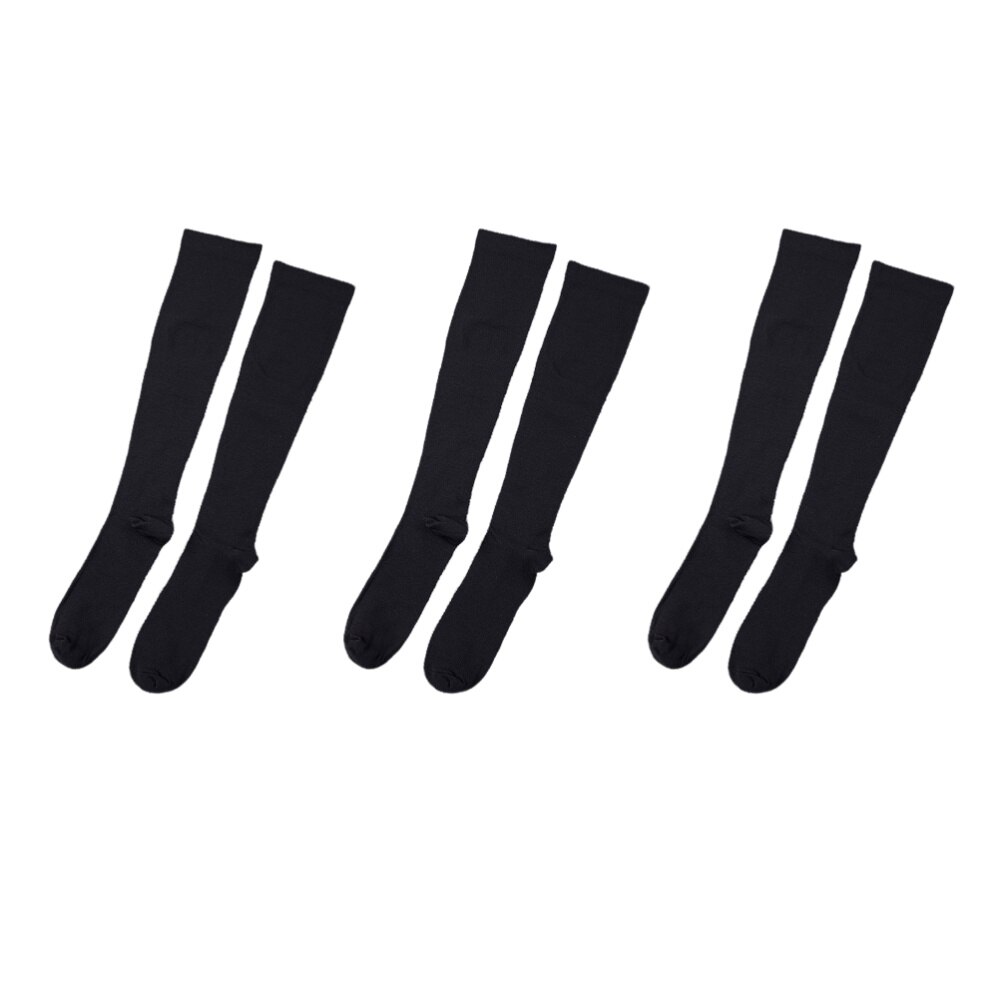 3 Paare Sport Kompression Strümpfe Unterstützung Ärmeln Elastische Lange Socken Atmungsaktive Universal- Sport Socken (Größen/M Schwarz): L