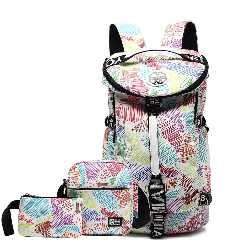 YOUMIAN Large-capacity travel backpack female shoulder bag sports fitness canvas bag light hiking travel luggage
