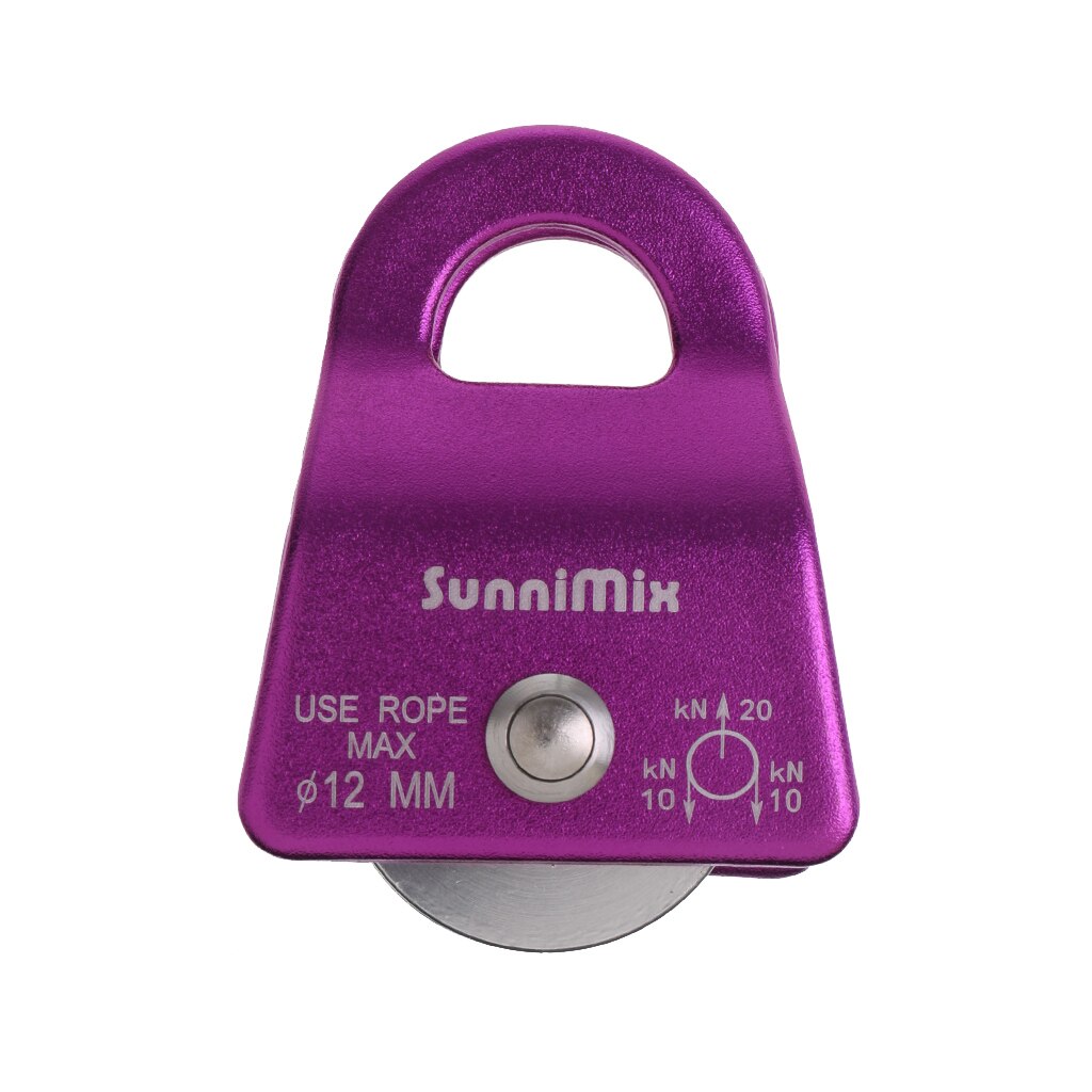 20KN General Purpose Mobile Pulley for Rock Tree Climbing Rigging Lifting: Purple