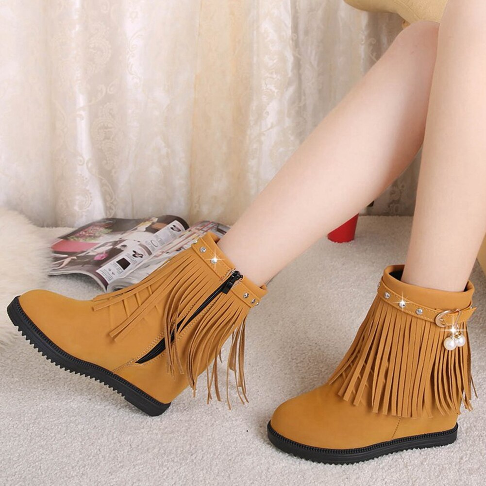 frange perle INS directe chaussures femme chaussons concis Rivet à la gland bottines femme