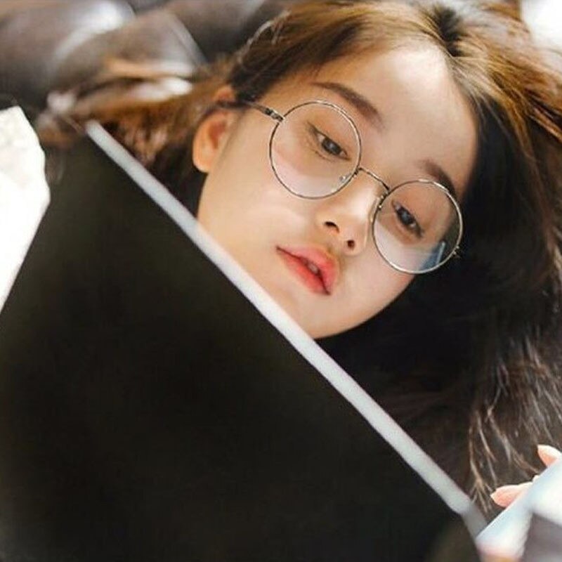 unisex round Plain glasses simple plain glass spectacles for men women Metal frame glasses for wedding party