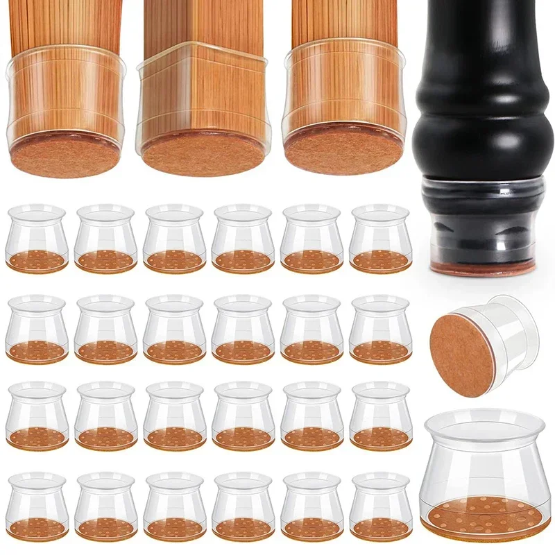 4/16Stck Möbel Bein Fuß Schutz transparent Tisch und Stuhl Fuß Abdeckung Silikon Tragen-beständig Kappe Lärm reduktion