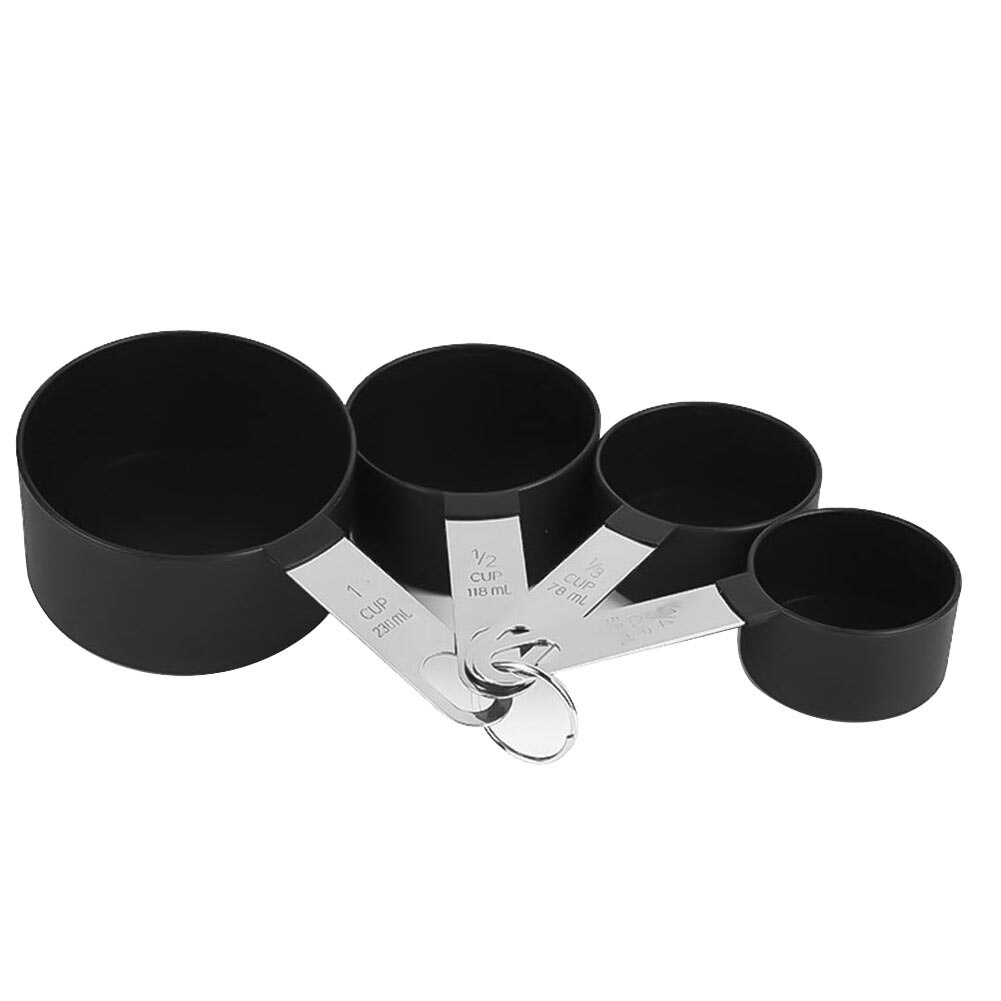 8pcs Restaurant Kitchen Tools Baking Measuring Cups Spoons Set Multifunction Cooking Easy Clean Home Stainless Steel Anti Rust: Black