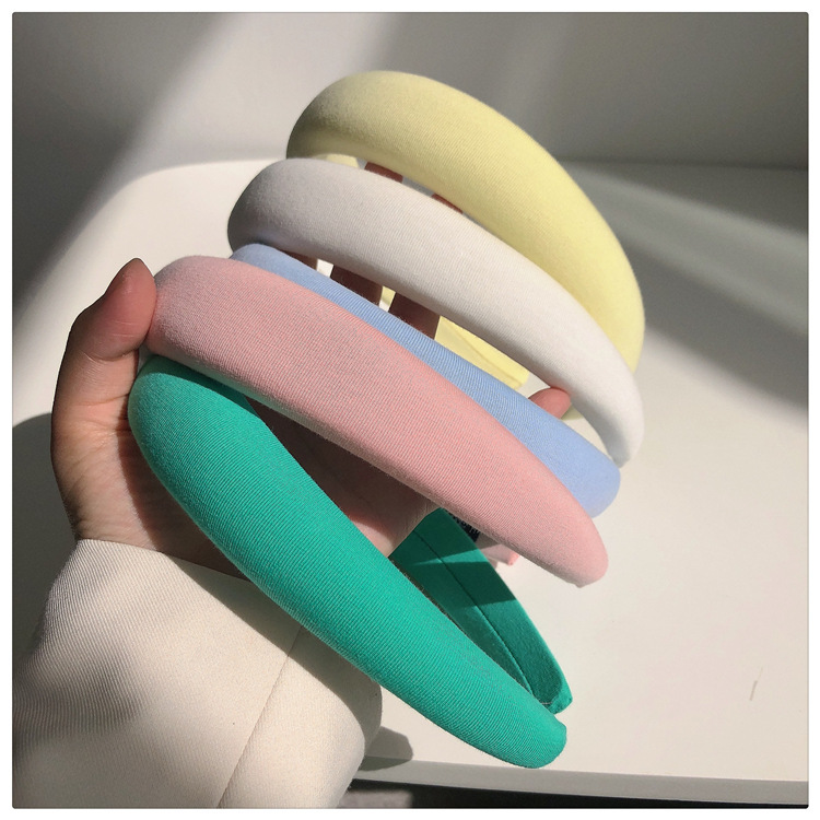 Diadema ancha de esponja suave para el pelo para mujer, bandanas de presión para el pelo, accesorios para el cabello, de verano