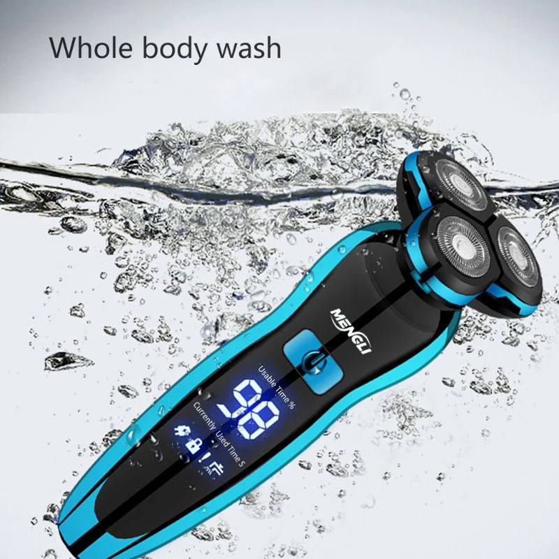 ZOZEN-Afeitadora eléctrica para hombres, máquina de afeitar para cortar el pelo corporal, cortadora de barba rotativa, 100% resistente al agua
