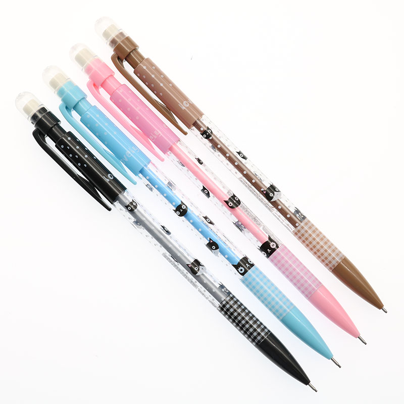 Lápices mecánicos de dibujos animados para niños y estudiantes, material de papelería para escuela y oficina, 0,7mm, 4 Uds.