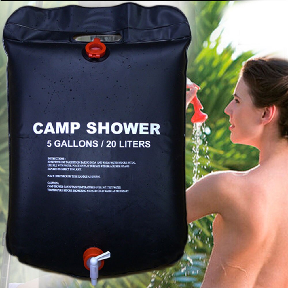 Bolsa de ducha Solar portátil para exteriores, 5 galones/20L, con manguera extraíble y cabeza conmutable de encendido para Camping, playa, natación, Outdoo