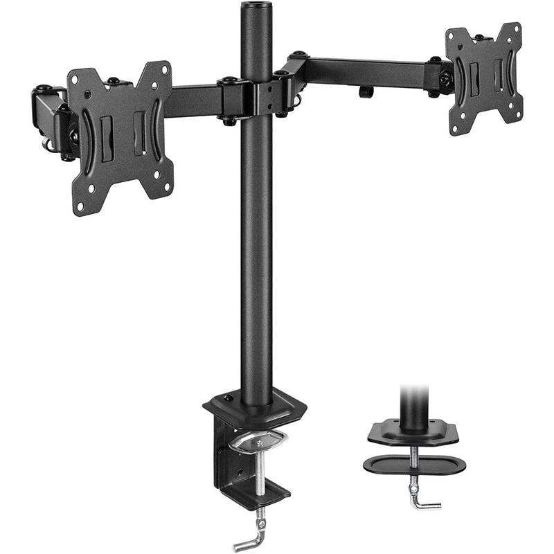 Desktop Full Motion Dual Swivel Monitor Mount Holder Screen Stand Arms for Two 13&quot;-27&quot; Screens 2 Mounting Options Max Load 8KG