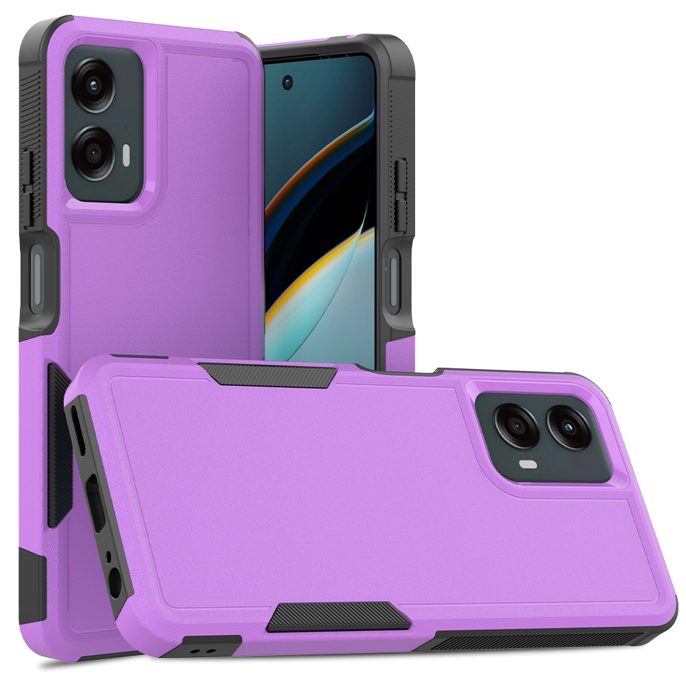 Moto G 5G Protective Phone Case Shockproof Case Dual Layer Hard Cover for Motorola G 5G With Screen Protector: PURPLE