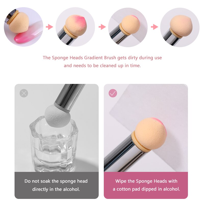 Dobbelt-endet neglebørste sæt gradient skygge pen prikkede børste svamphoved rhinsten håndtag manicure negle kunst maleværktøj