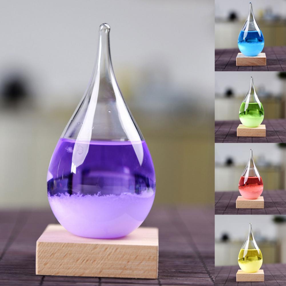 Transparante Druppel Storm Glas Met Houten Bas Home Barometer Fles Decor Desktop Weer Voorspeller Home Decor