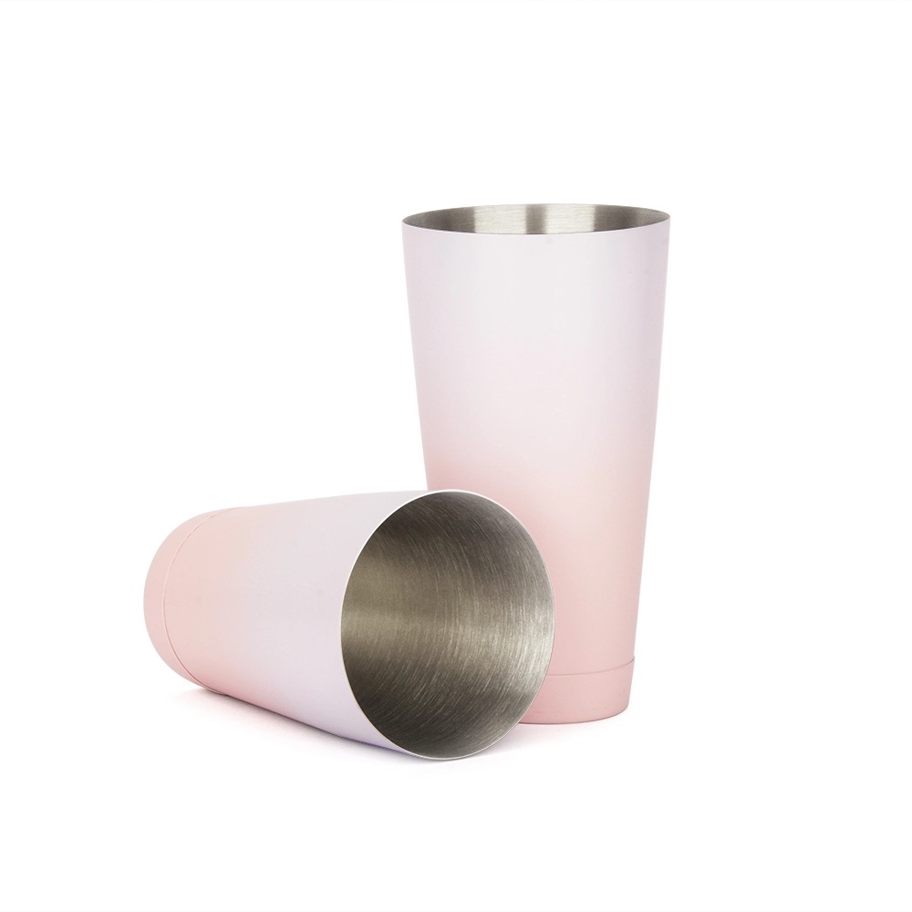 stainless steel high-end boutique pink gradient Boston cocktail shaker multifunctional shaker bar tool