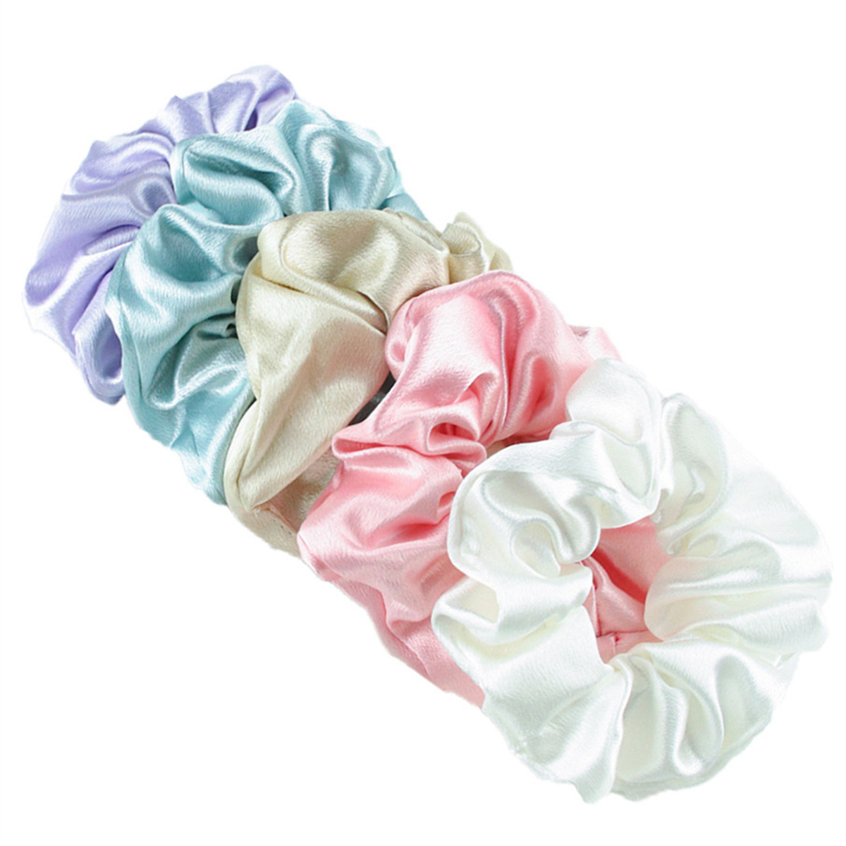 10/5 pz/lotto Accessori Donne Ragazze Raso di Seta Nastri per Capelli Solido Elastico Elegante Elastico Copricapi Titolare Scrunchy Nero