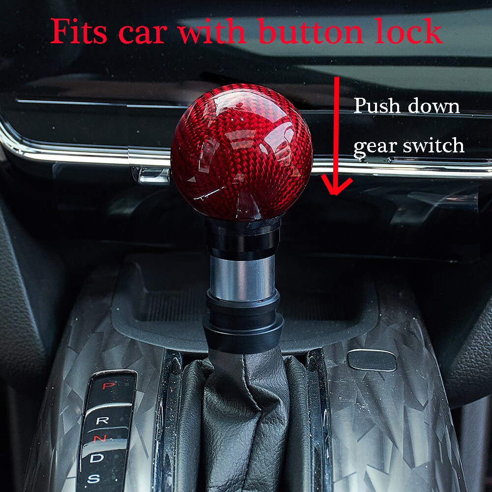 Genuine Carbon Fiber AT CVT Shift Knob with Selector Button Automatic Gearstick Shifter Gear Knob Lever Handle Ball