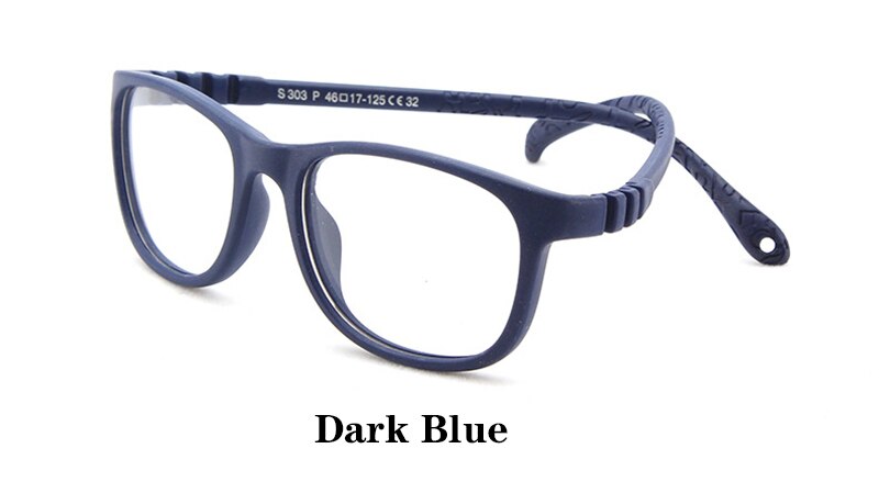 Gafas de bloqueo de luz azul para niños, lentes ópticas de ordenador de silicona transparentes para niños, gafas de luz azul: Dark Blue