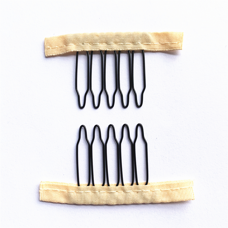 50 Stück Perückenkämme zur Sichern der Perücke, 4–7 Zähne, Perückenkamm, Perückenklammern mit Stoff für die Herstellung von Perückenkappen, Stahlmaterial, Clips, Kämme: WHITE