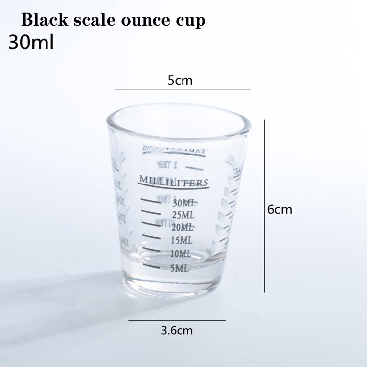 Verdikte Glas Jigger Onskop 30Ml/40Ml/60Ml Onskop Afgestudeerd Maatbeker Geconcentreerd Cup espresso Koffie Beker: Black 30ml