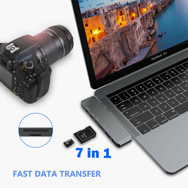 Newest 7 in 1 Adapter Dock with 4K HDMI PD USB 3.1 Type-C HUB Micro SD/TF Port Charge For MacBook Air Pro