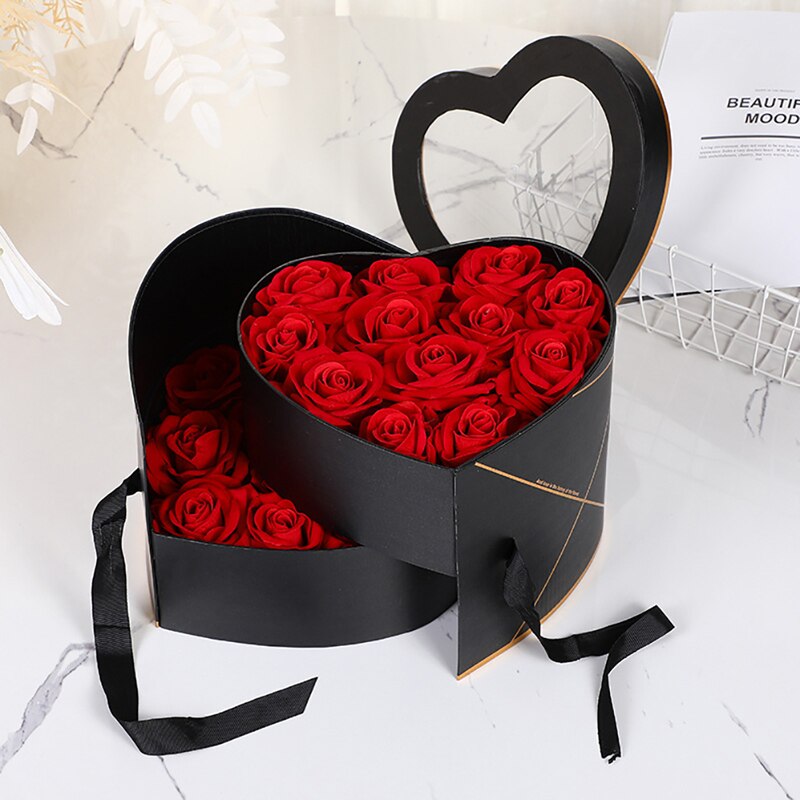 Two Layers Love Shape Rotating Box Paper Box Flower Box Packing Box DIY Decor Festival Favors