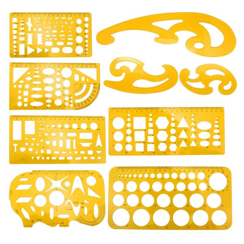 OPQ-9 Pcs Architecture Drawing Templates Technical Drafting Stencils Tool French Curve Ruler for Artistic Studio Office: Default Title
