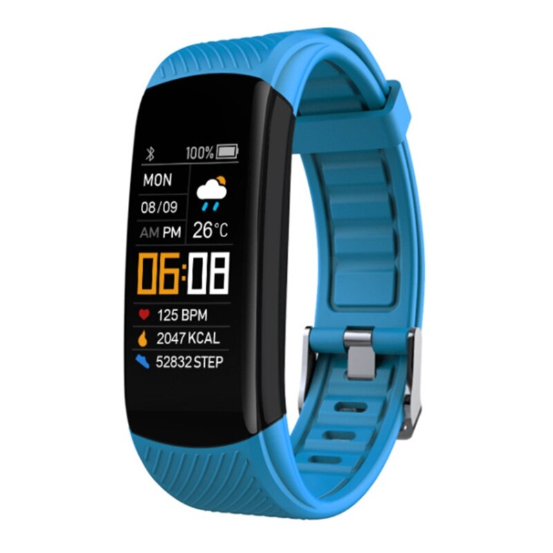 C5 Smart Fitness Watch Heart Rate Monitor Fitness Tracker IP67 Waterproof Pedometer Fitness Watch for Runner Unniversal: Blue