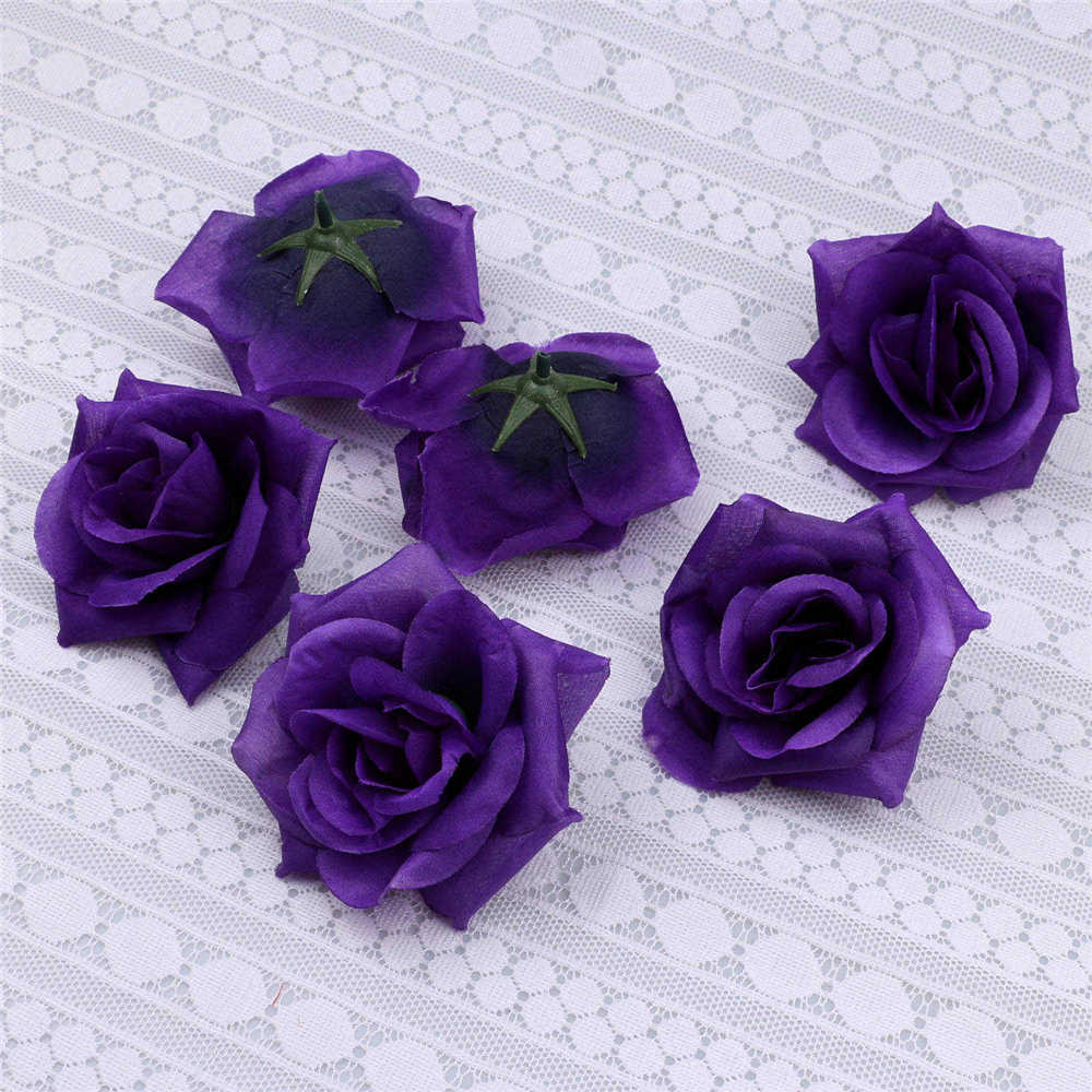 Dark purple Rose Flower Heads 10-Pack Artificial Roses Perfect for Wedding Decorations Baby Showers Crafts