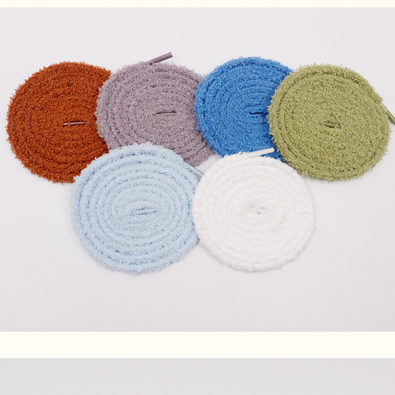 1 para 120/140/160cm ręcznik pluszowe okrągłe sznurowadła 6.5mm Premium Fluff miękkie sznurowadła Caterpillar dla Sneakers obuwie sportowe