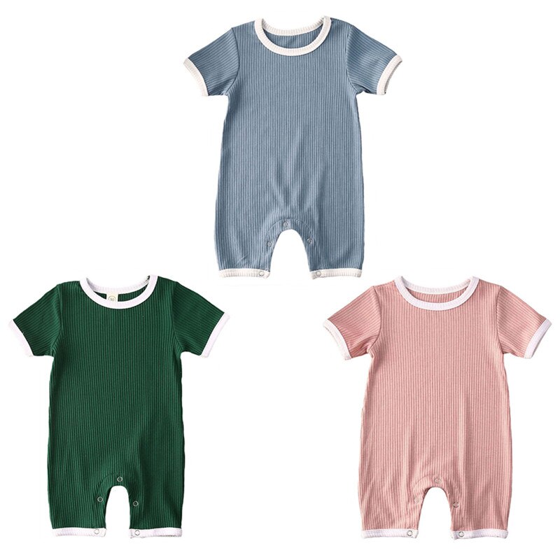 0-24m baby meisjes jongens korte mouwen effen jumpsuits mooie outfits kleding