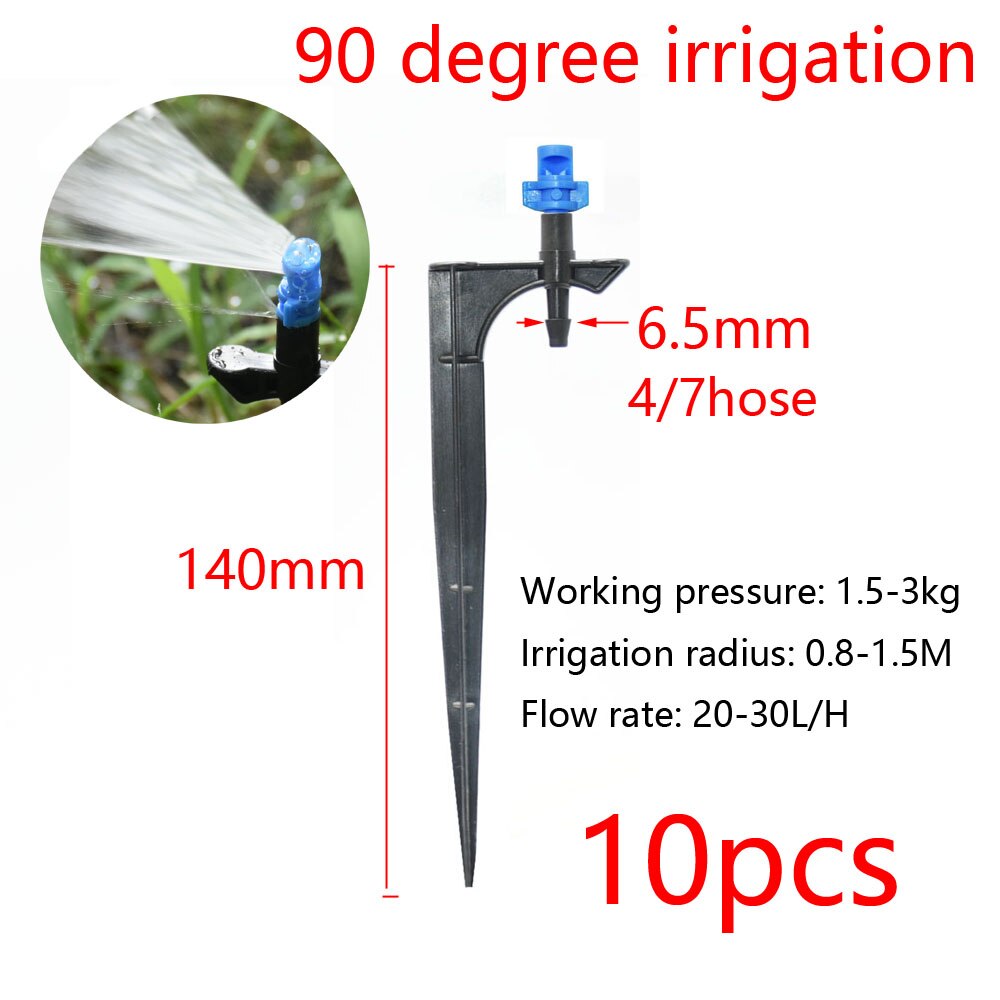 Gotero de riego ajustable de 90/180/360 grados, tierra de inserción, manguera de 4/7mm, riego de jardín, aspersor de vórtice giratorio de 13cm
